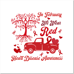 Heart Disease Awareness, In February We Wear Red, Heart Disease Awareness, Go Red, Heart Healthy Posters and Art